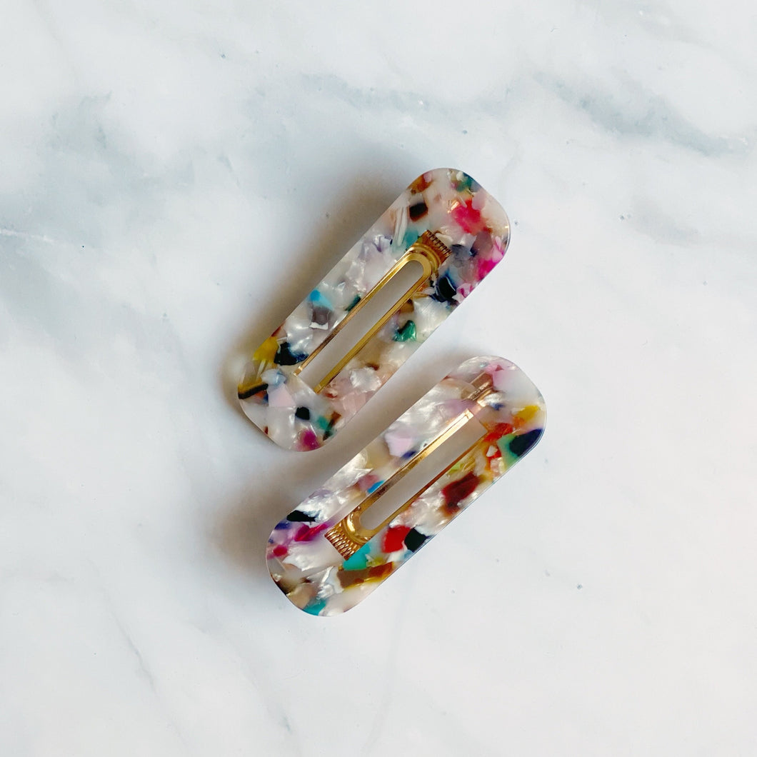 Hair Clips (Rainbow - Rectangular)