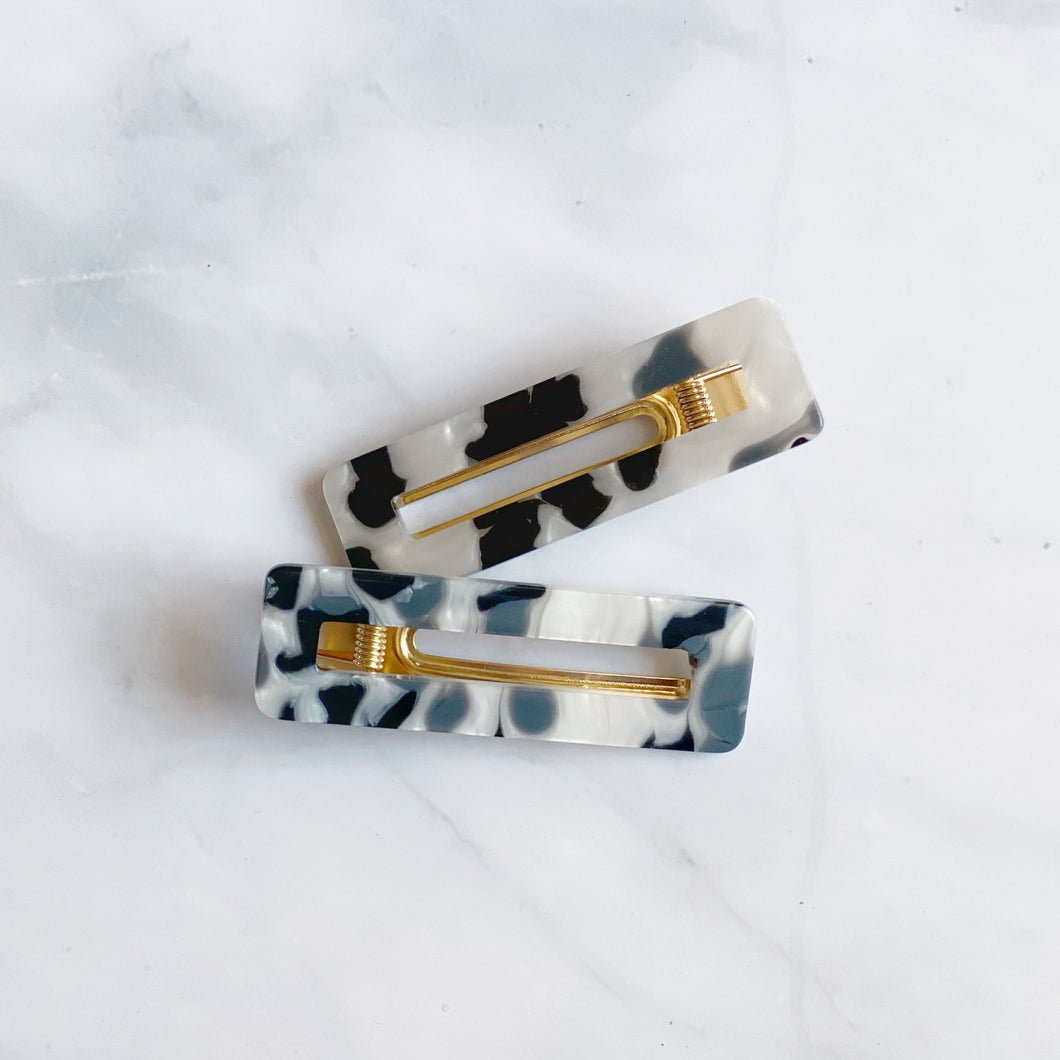 Hair Clips (Black & White Tortoise)